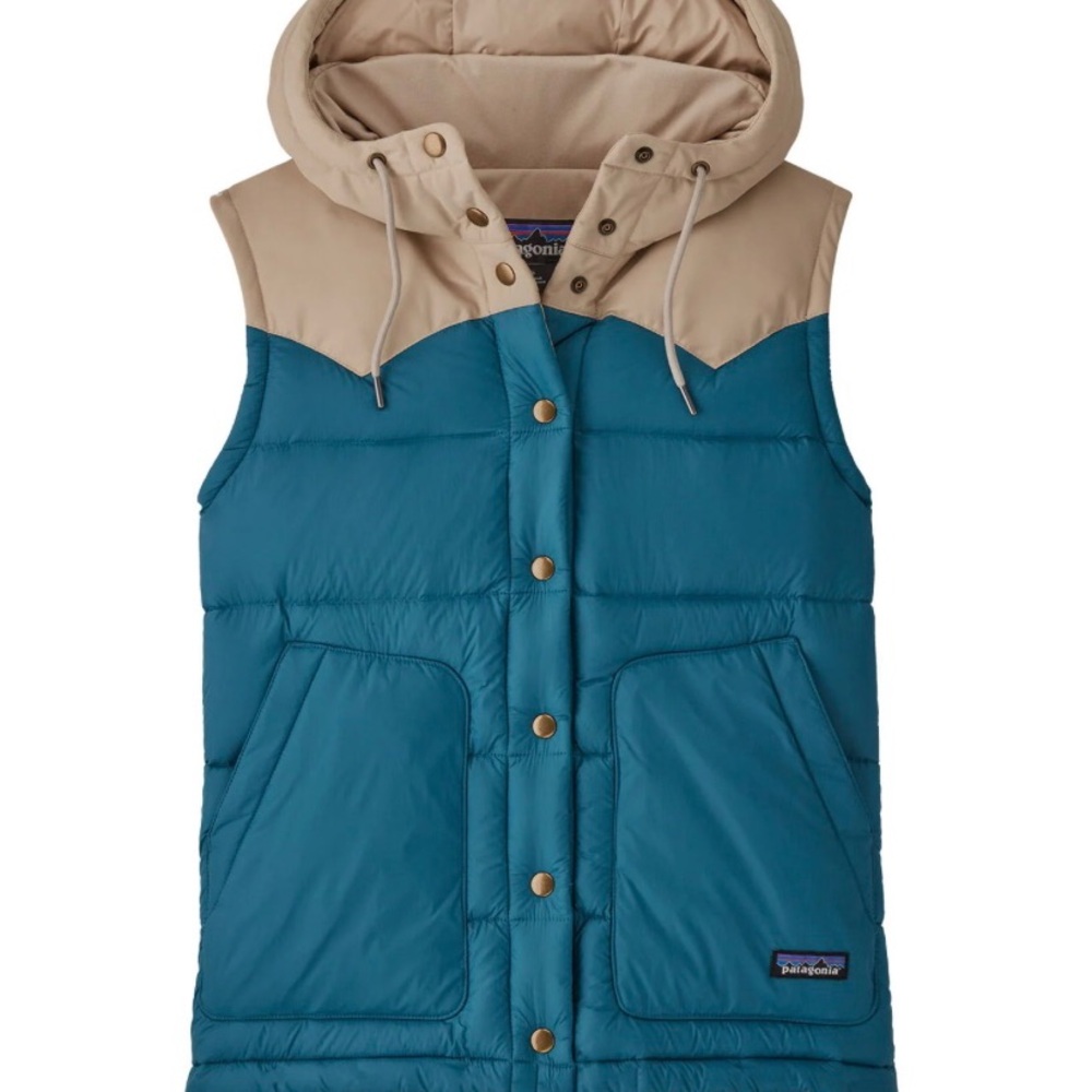 PATAGONIA BIVY Hooded Down Vest Style 27747 Wavy Blue Women's Small